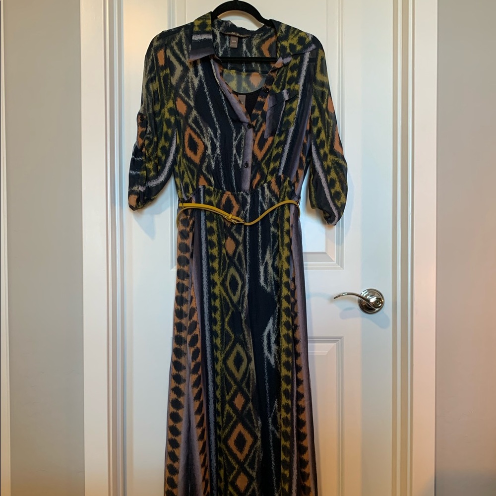 Charlie Jade Abstract Multi-Color Silk Maxi Dress